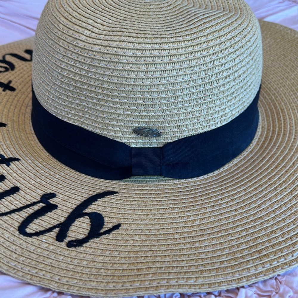 C.C Women's Paper Weaved Crushable Beach Embroidered Quote Floppy Brim S… - Picture 10 of 11